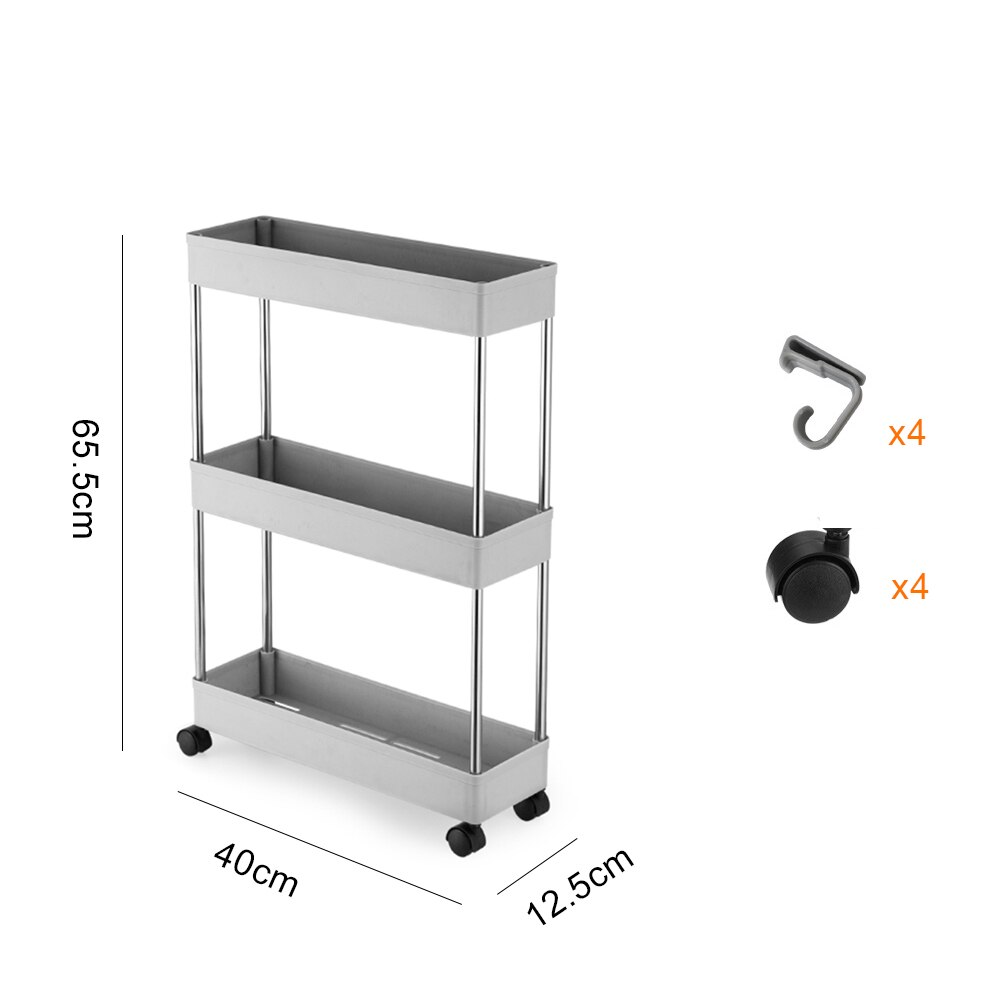 3/4 Tier Slim Storage Cart Mobile Shelving Unit Organizer Slide Out Storage Rolling Cart Rack for Kitchen Bathroom: G