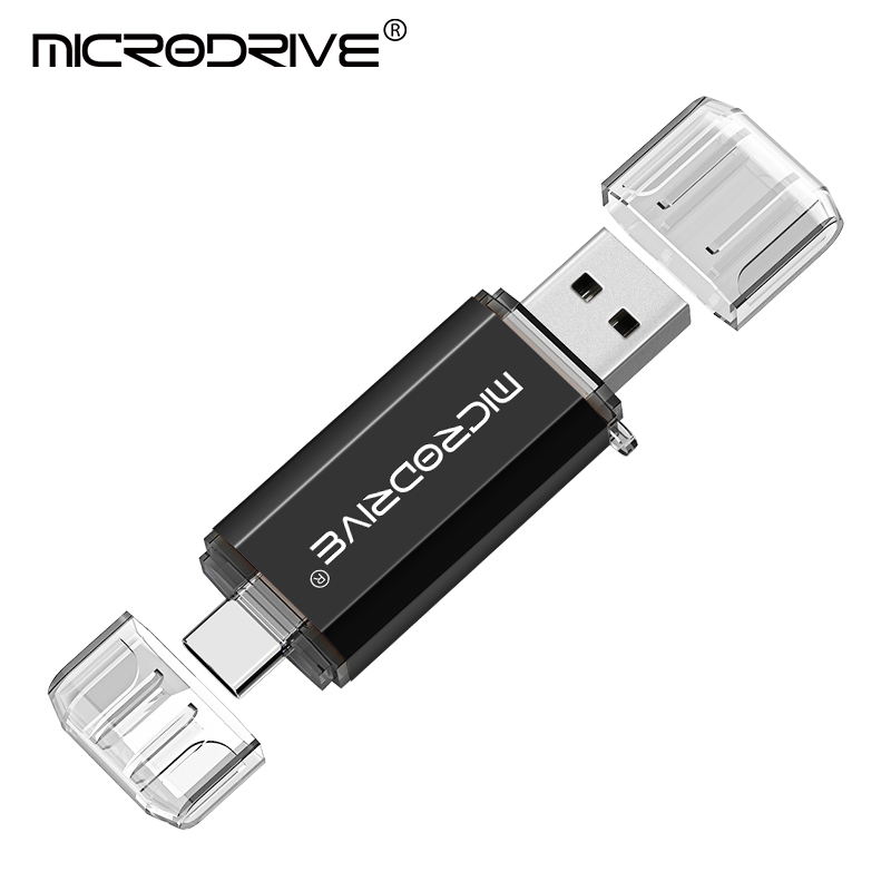 Type C USB Flash Drive OTG 2 IN 1 USB 2.0 Micro USB Pen Drive 128GB 64GB 32GB 16GB 8GB 4GB Pendrive Flash Drive: black / 16GB