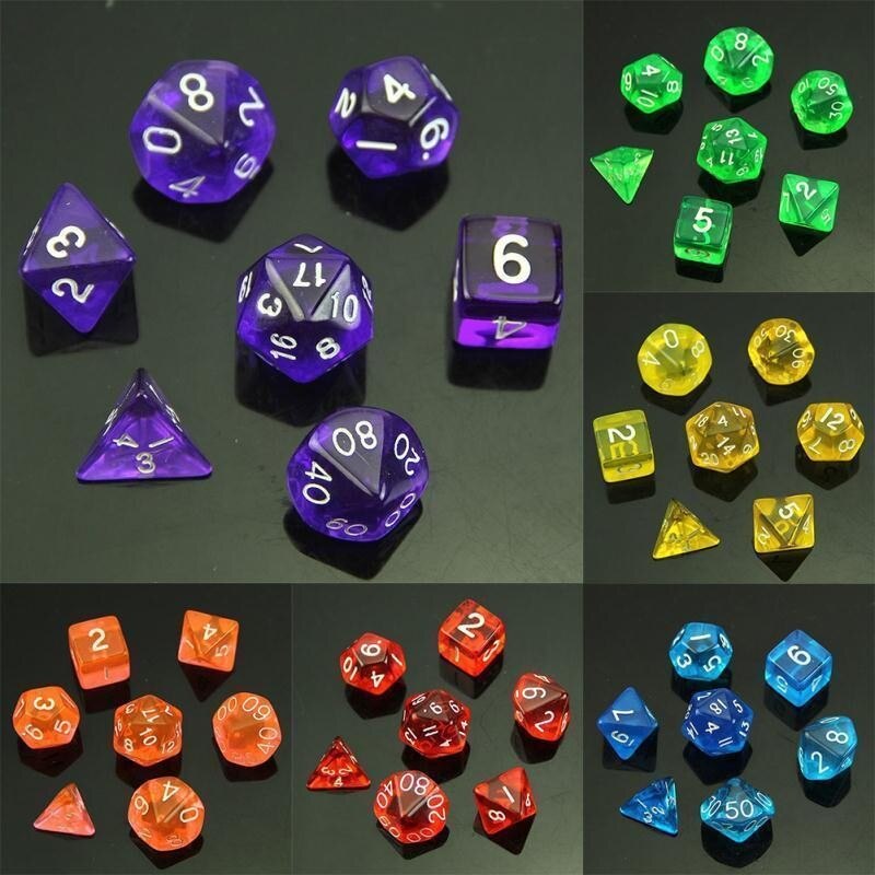 Dice Toys 1 set of 7 sided dice D4 D6 D8 D10 D12 D20 for RPG D&D Poly Dice Board Game