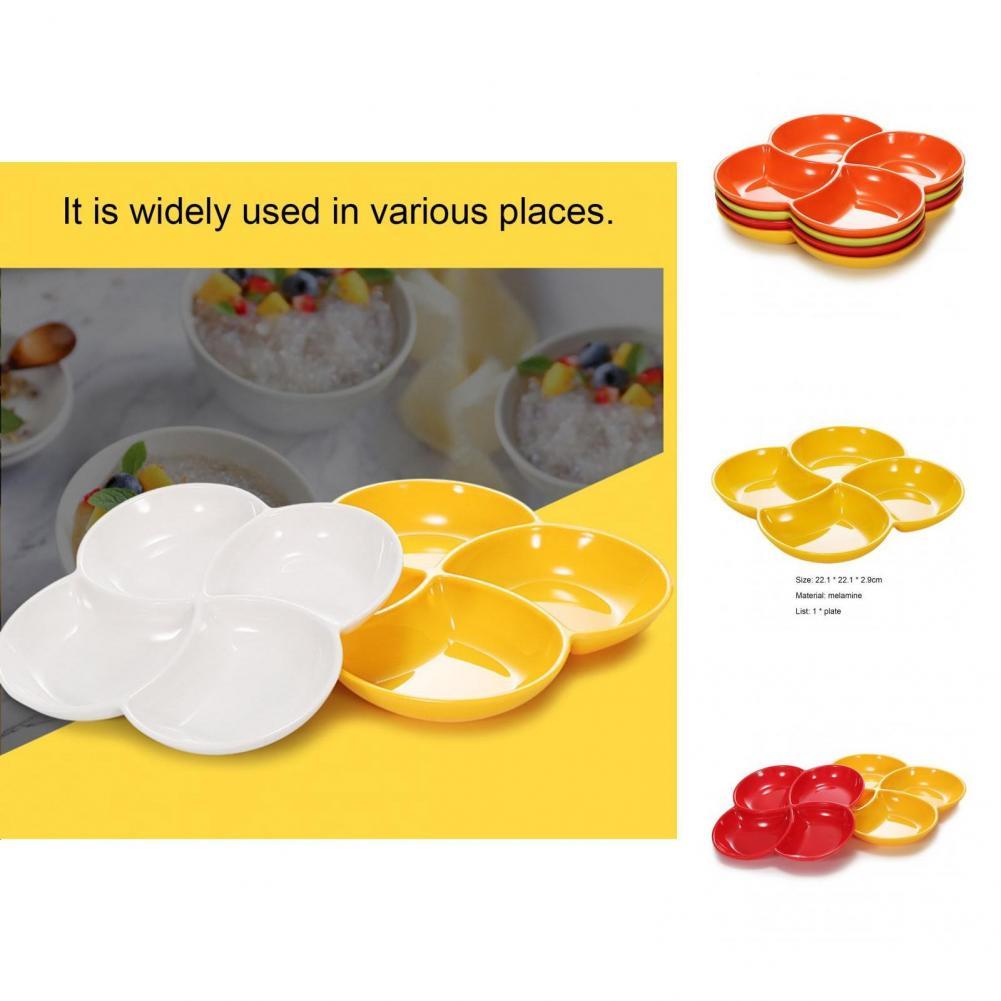 Solid Color Chic BPA Free Divided Plate 4-Compartment Divided Serving Tray Chip-resistant for Kitchen