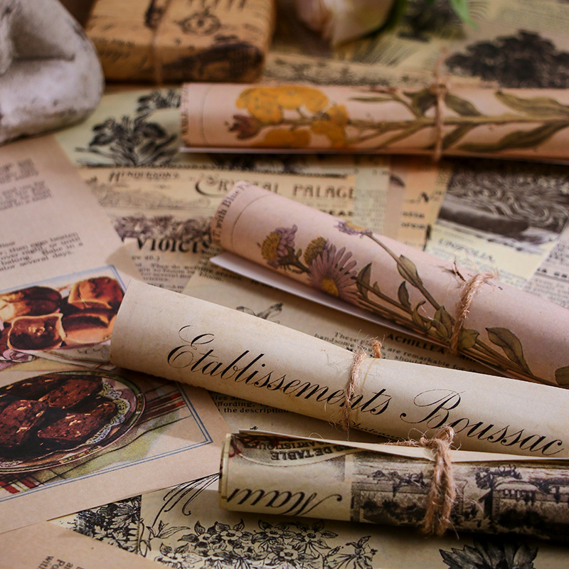 30 hojas de papel de Material estético de estilo Retro, planificador de diario basura, álbum de recortes, papel de fondo decorativo Vintage para manualidades Diy