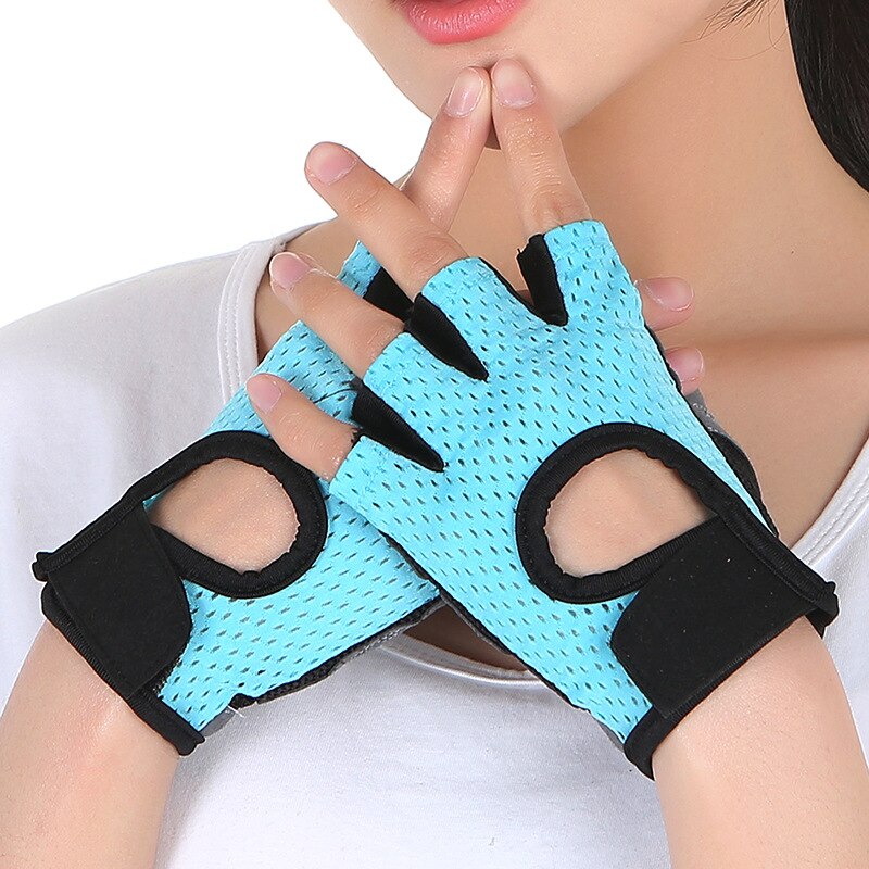 Palestra sport guanti fitness donna antiscivolo traspirante sottile sollevamento pesi yoga barra orizzontale esercizio guanti attrezzatura allenamento: Cielo Blu / L