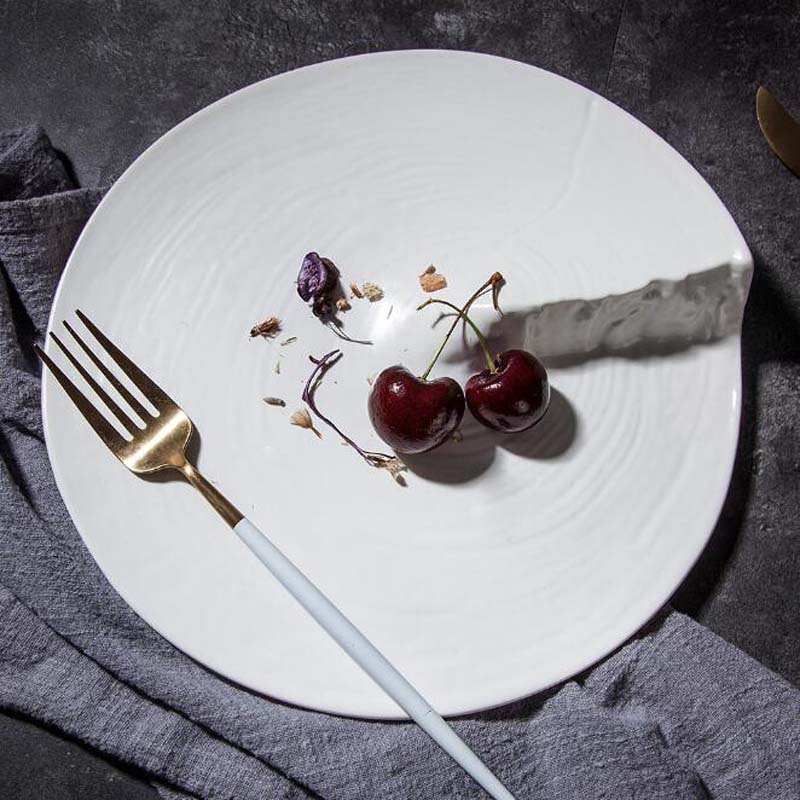 2 størrelse service keramisk fad tallerken uregelmæssigt porcelæn køkkenbord moderne europæisk dekorativ dessert bøf bakke