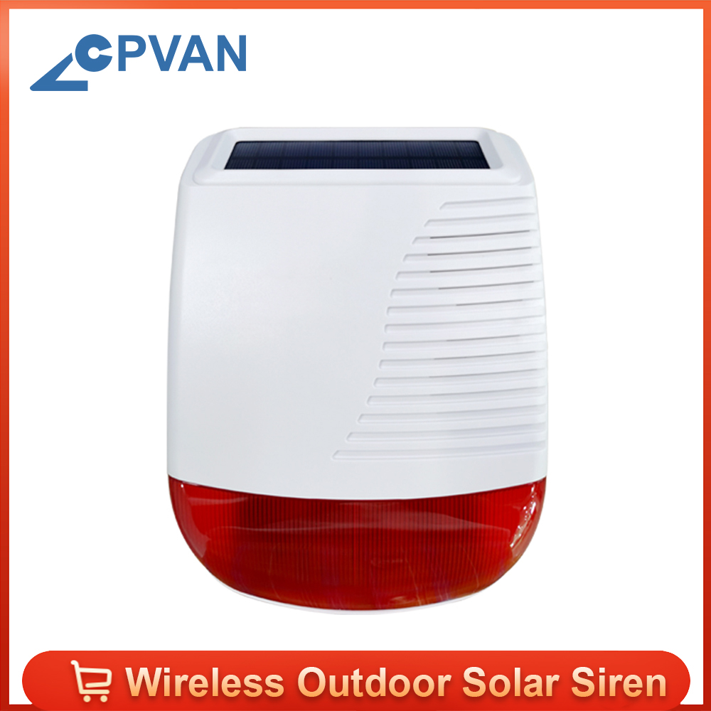 CPVAN 110dB sirena solare esterna senza fili veloce stroboscopico sirena impermeabile per sicurezza domestica antifurto WiFi 4G sistema di allarme GSM