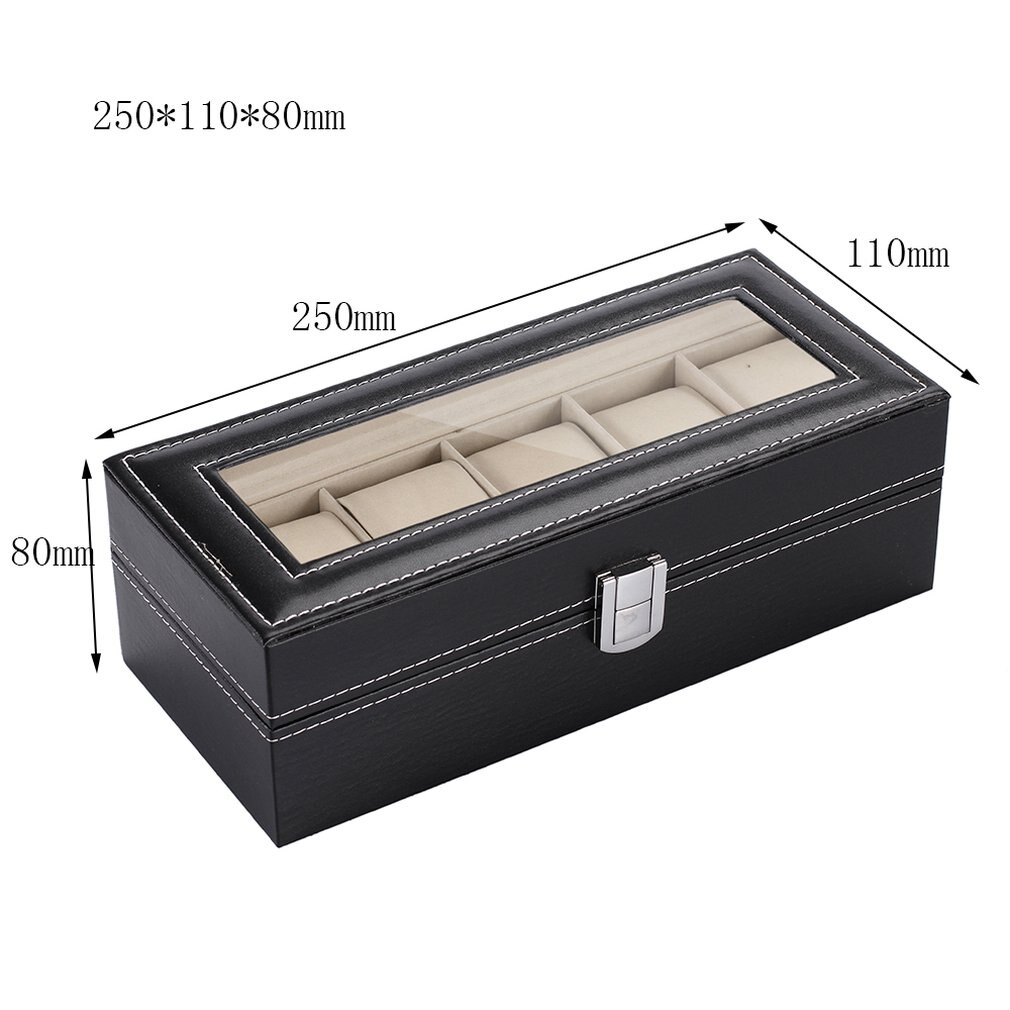Standaard 5 Slots Modieuze Horloge Doos Zachte PU Lederen Horloge Opbergdoos Display van het Horloge Slot Case Box Case