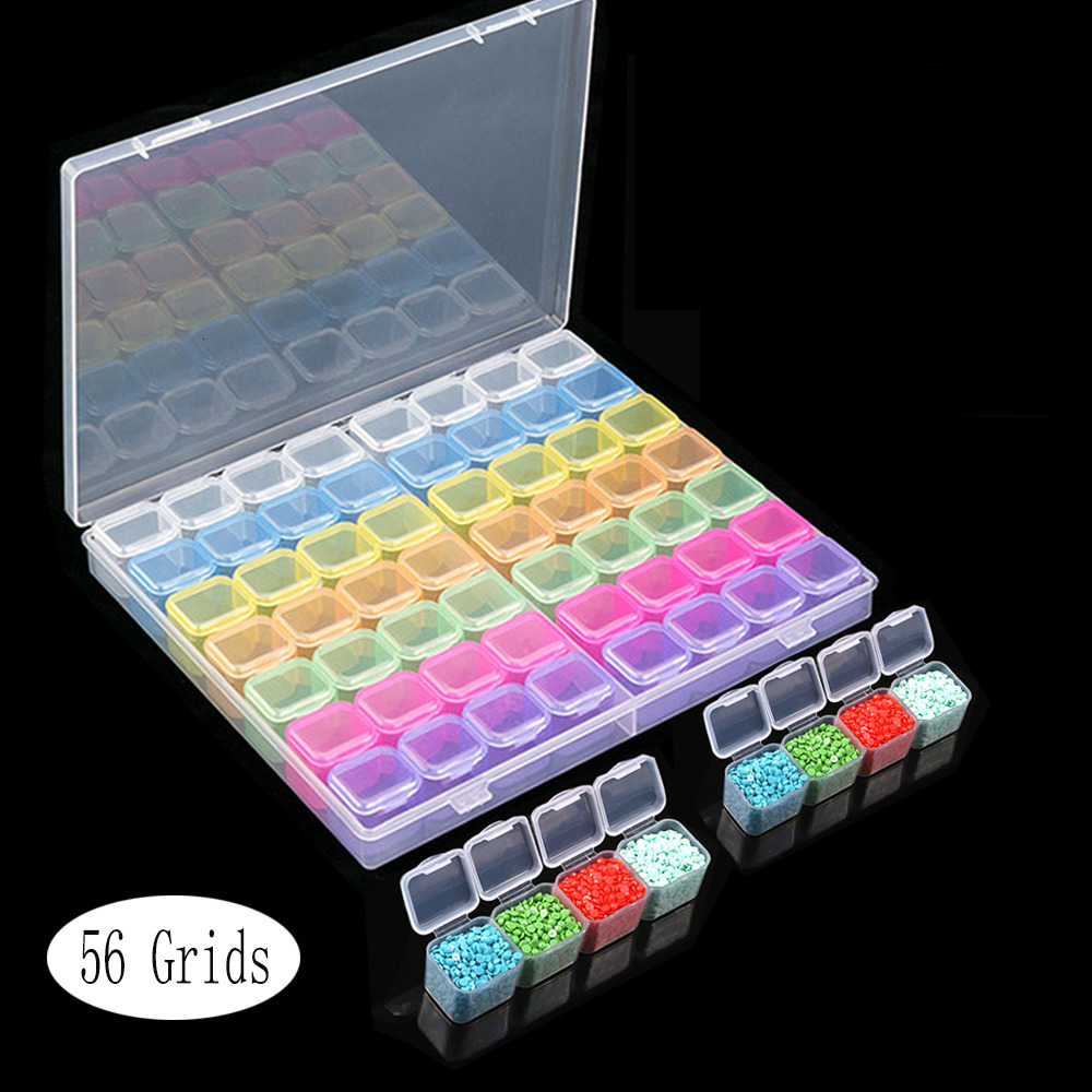 8/28/56 roosters Diamant Borduurwerk Accessoires diamant schilderij Dozen Kruissteek Gevallen Organizer: 56 grid Iridescent