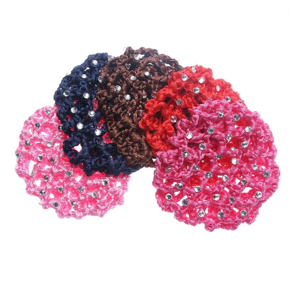 1Pc Hair Accessories Headwear Mesh Women Hair Bun Cover Snood Pearl Ballet Dance Skating Net Skating Crochet for Woman