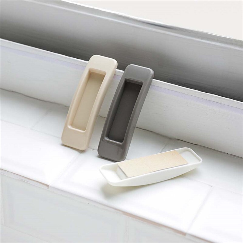 2 Pcs/Set Home Use Pasted Plastic Sliding Door Pull Window Handle Rectangular Adhesive Interior Drawer Cabinet Assist Handlebars