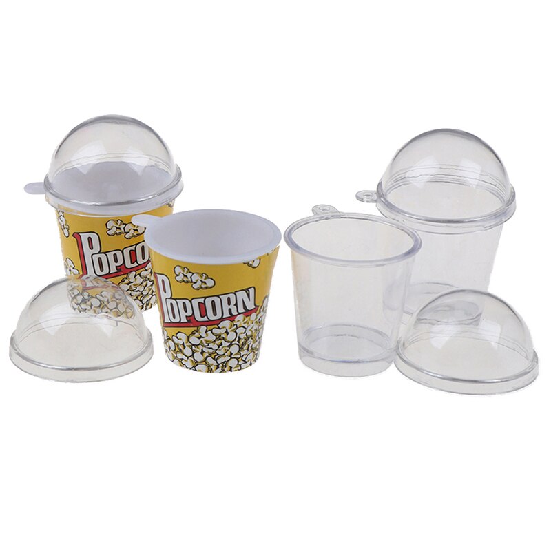 10 stücke DIY Reize Kunststoff Tassen Miniatur Nette Mini Tasse mit Kuppel Deckel Puppe Haus Popcorn Eis Schmuck Zubehör