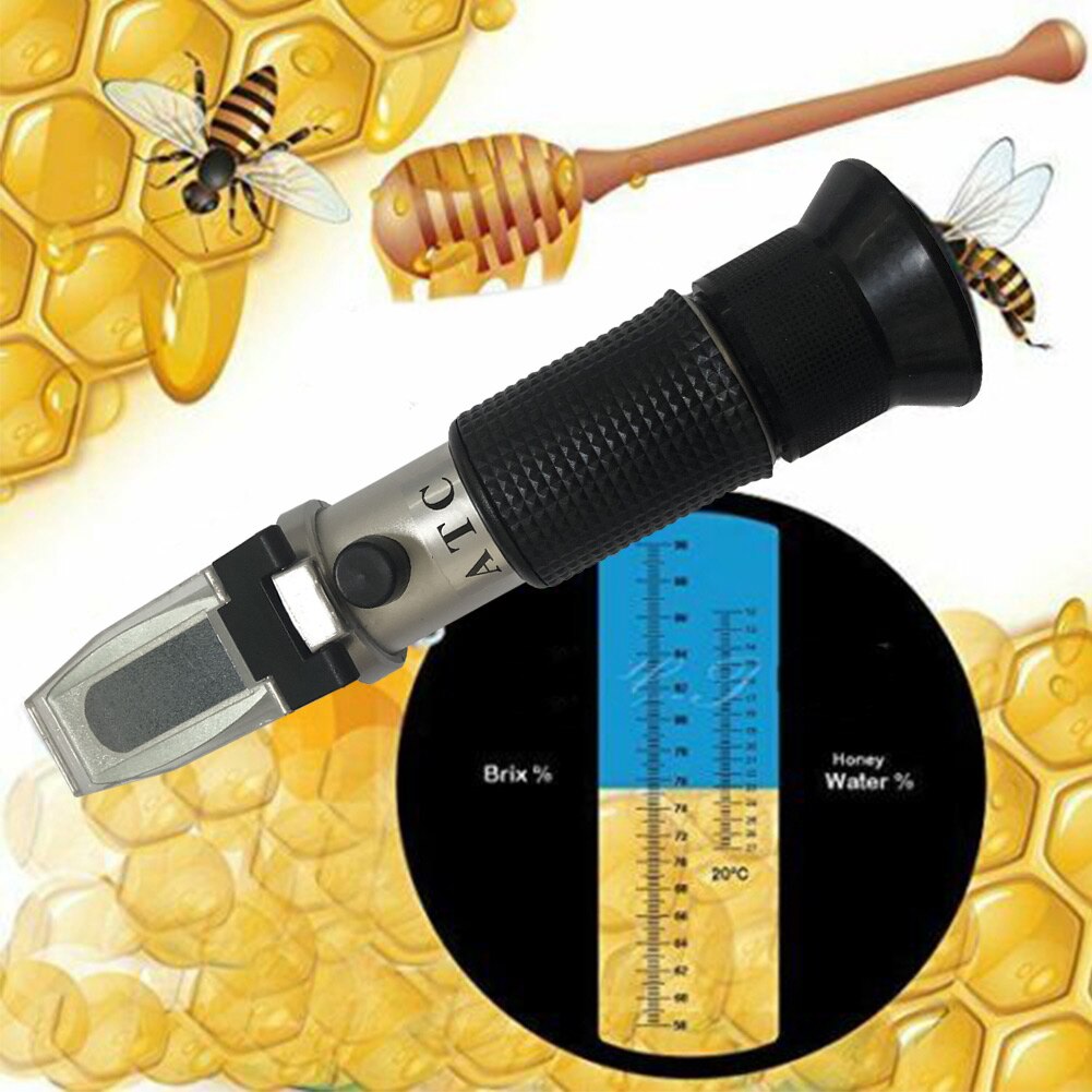 Tool Temperature Measuring Instrument Fruit Handheld For Beekeepers Honey Refractometer Brix 58-92% Solution Water Sugar Content