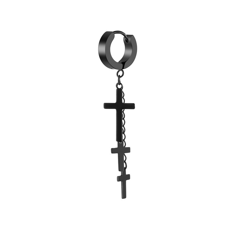 Pendientes falsos minimalistas de Roronoa Zoro, barra cuadrada, pendiente de aro colgante, Clip de oreja, pendiente de acero inoxidable, joyería para hombres: Deep Purple