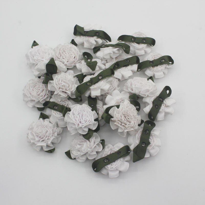 Cinta de satén hecha a mano para niña, bolsa de zapatos para el pelo, vestido, scrapbooking, accesorios artesanales, 3cm, 10 Uds.: white