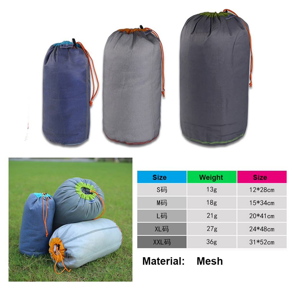 1Pc Drawstring Storage Bag Outdoor Stuff Sack Camping Sport Ultralight Mesh Traveling Organizer Hiking Tool Accessories