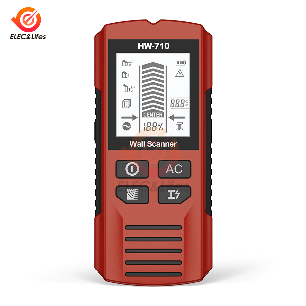 HW-710 Wall Stud Finder Sensor Wandscanner LCD Elektronische detector Edge Center Houtstroom Metaal AC Detectie van stroomdraden: Goud