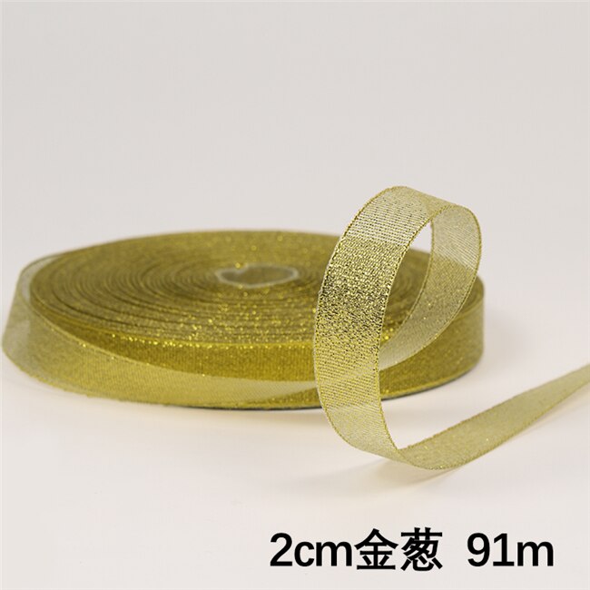 Ruban Satin licorne doré & argent 0.3-5CM | Pour emballage , ruban pailleté de décoration de mariage, pour noël halloween bricolage: onion gold 91 meters