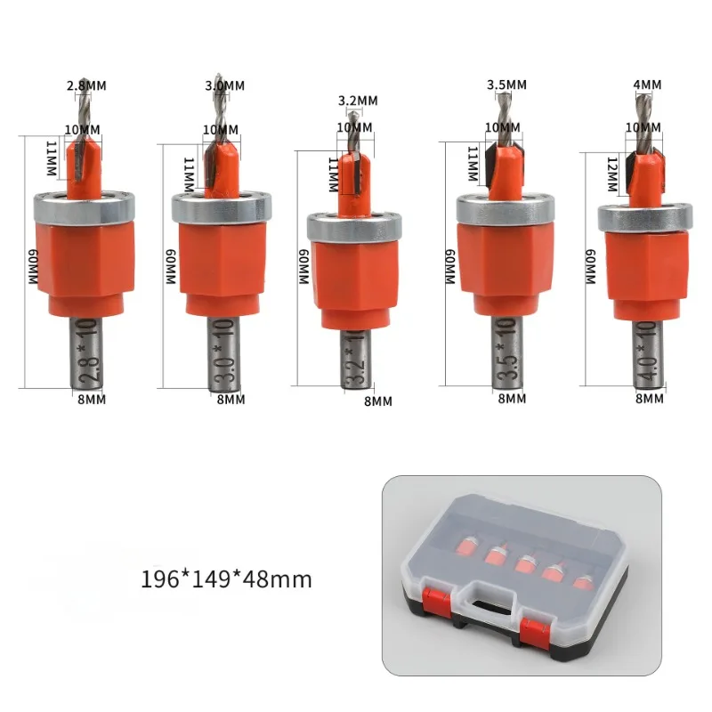 Countersink Drill Bit Set with Edge Banding Punching Pliers Carpentry PVC Card Punching Pliers Iron Screw Nail-eyes Masking Tool: Red, Silver Tone