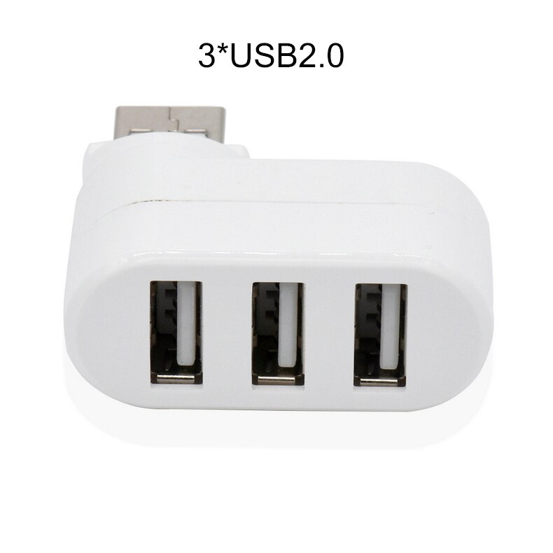 Mini USB HUB 3 Port USB 2.0 Splitter Straight Insertion Rotate Portable Slim HUB for iMac Desktop Laptop Accessories OTG Adapter: USB2.0 White