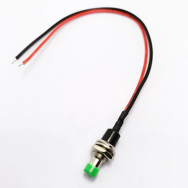 5Pcs Round PBS-110 Button Power Switch ON OFF 7mm Momentary Self-resetting Push Button Switch with 20cm Wire: Blue