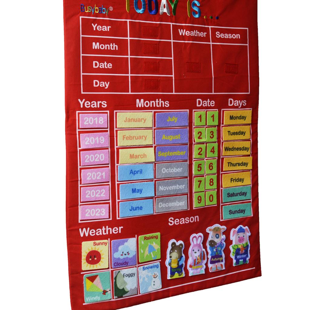 Fabric Calendar Learning Chart Crafts with Weather Season Months Week Date Letters - For Kids Early Education