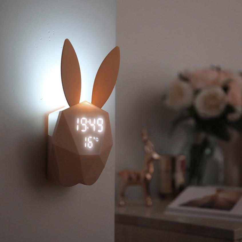 Alarm Clockrabbit Model Wekker Intelligente Voice Control Usb Opladen Kleine Licht