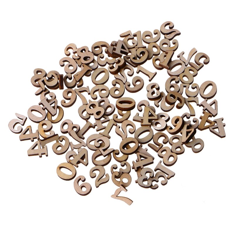 100Pcs Wooden 0-9 Numbers Embellishments 15mm Scrapbooking Card Making Craft DIY