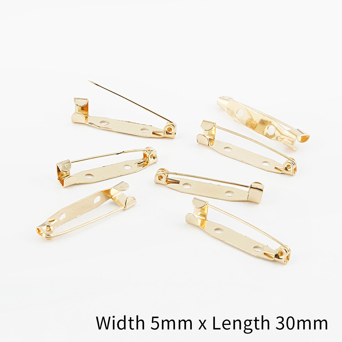 10pcs/lot 15 20 25 30 35 mm Brooch Clip Base Pins Safety Pins Brooch Settings Blank Base For DIY Jewelry Making Supplies: 5x30mm KC Gold