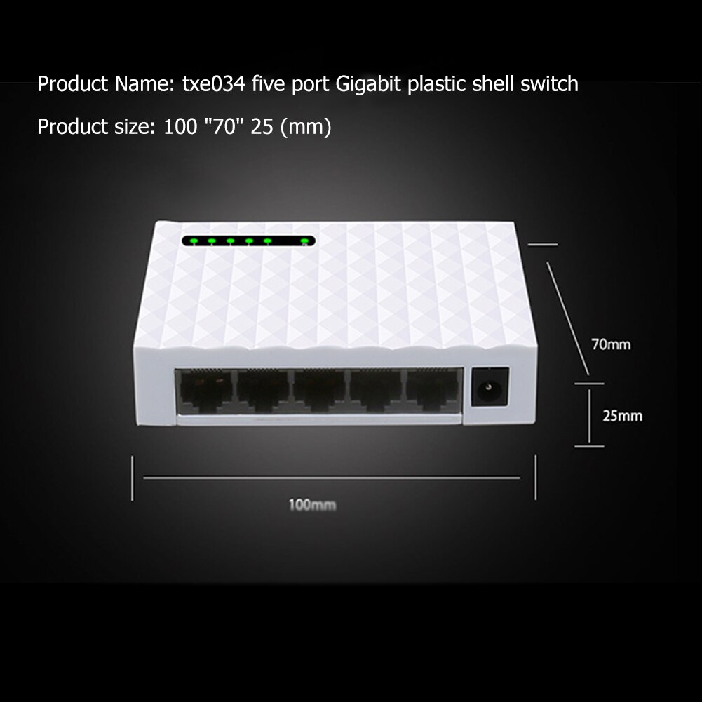 HUB di rete Desktop RJ45 Gigabit Ethernet a 5 porte da 1000M per parti di sicurezza per Computer domestici per Monitor domestici