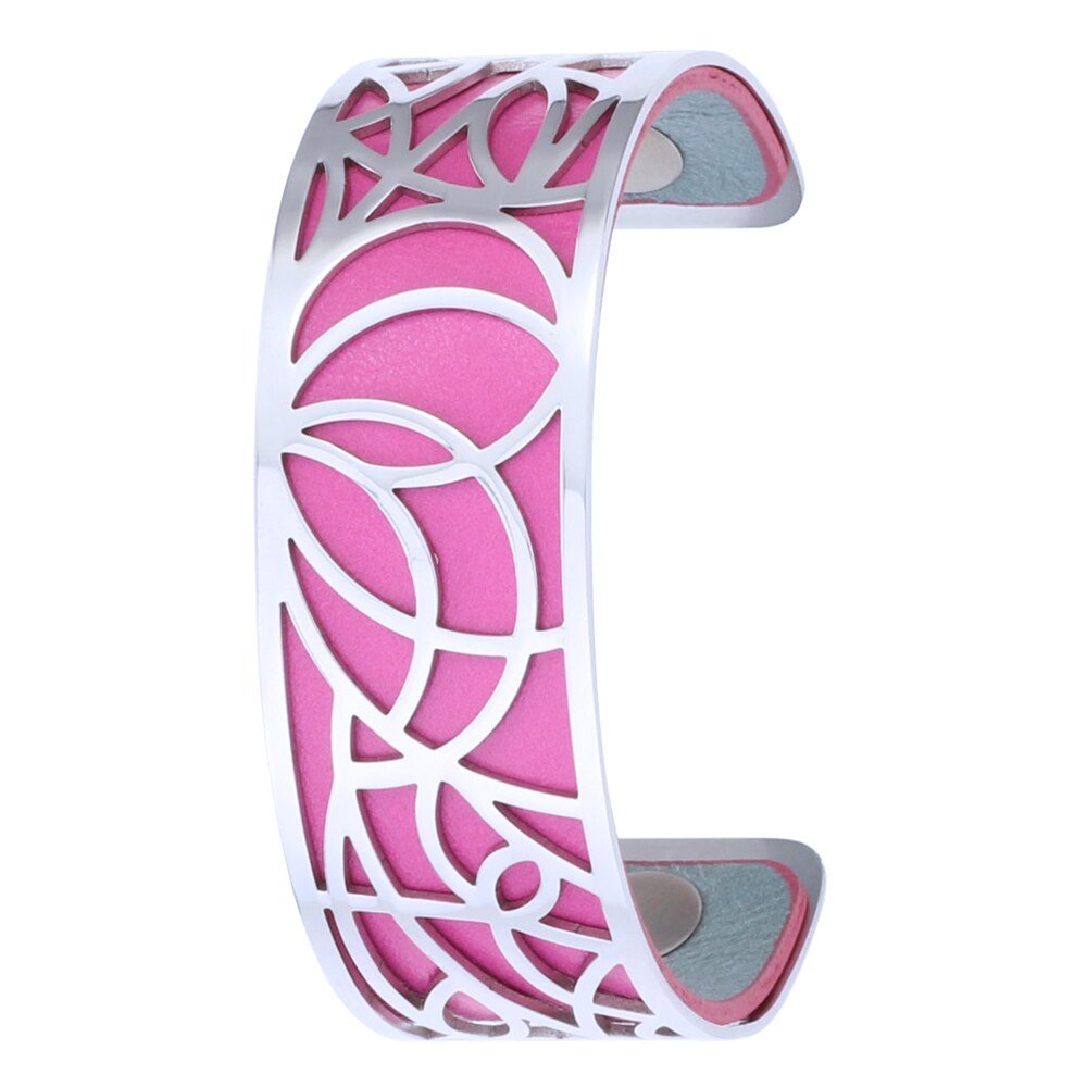 Koaem Rvs Armband Femme Acier Inoxydable De Luxe Manchet Bangle Abstract Patroon Verwisselbare Lederen Sieraden: 002