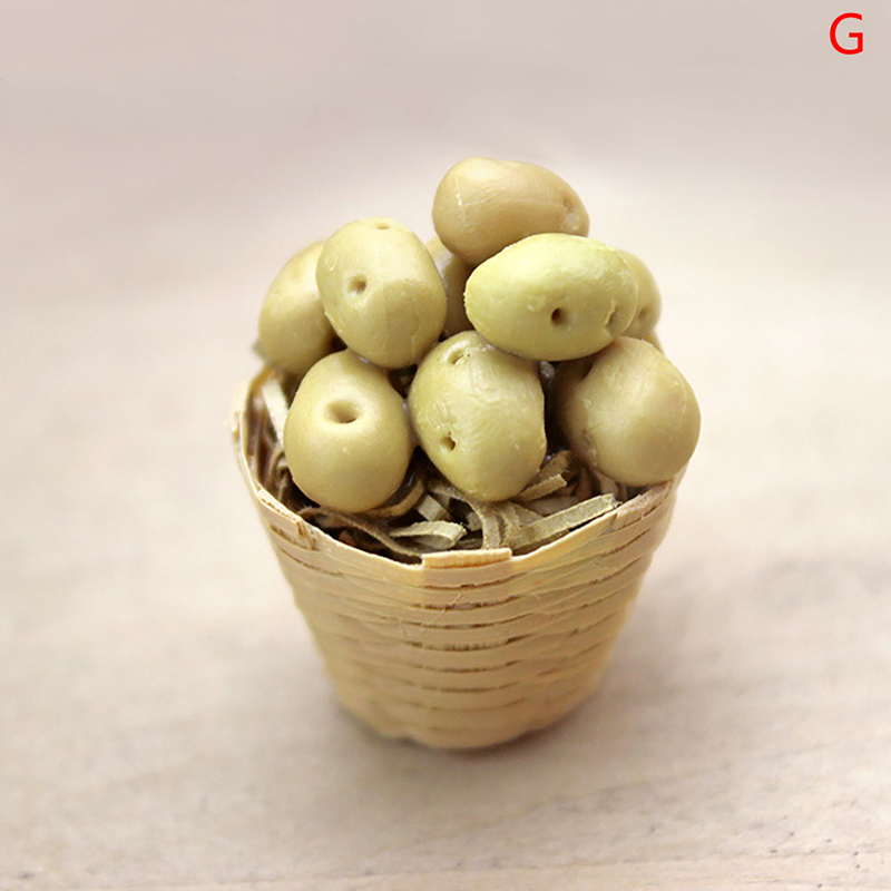 1:12 Mini Simulation Künstliche Obst Und Gemüse Puppe Haus Gemüse Bambus Korb Miniatur Zubehör Für Kinder 1 PC: G