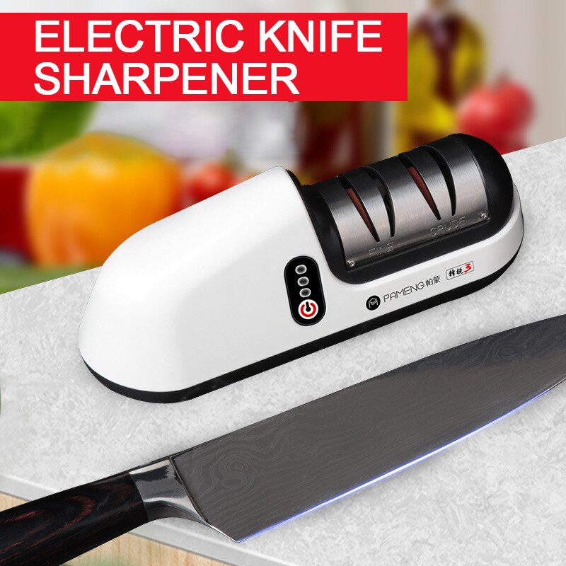 Electric Knife Sharpener USB Charging Household Sharpener 2 Grinding Level 3-speed Kitchen Knife Blade Sharpener