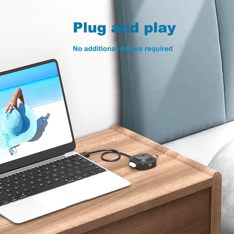 Jasoz USB 2.0 HUB 4-Port Expander Adapter With Micro USB Charge Power Port Multi USB Splitter For Hard Disk PC Mouse Keyboard