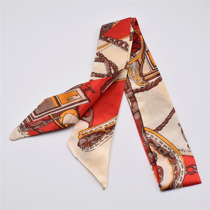 Petit foulard en soie pour femme imprimé poignée sac rubans foulard de tête petits foulards longs et fins: 12