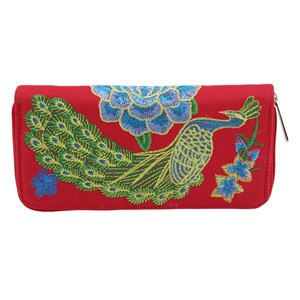 Etniczny o dużej pojemności zamek pawie hafty kobiety długi portfel retro portmonetka na co dzień sprzęgła etui na telefony: B03