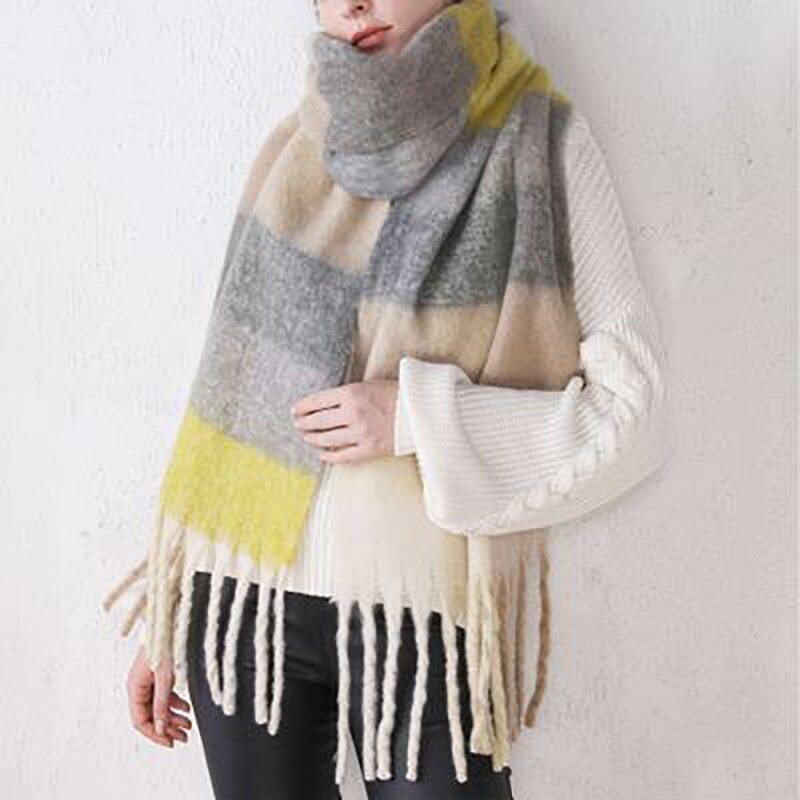 Sciarpa arcobaleno da donna sciarpa scialle scozzese multicolore in cachemire imitazione ispessita in autunno e inverno per fissare al caldo in inverno: 02