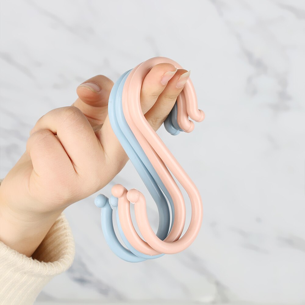 4 stuks/set duurzame gratis ponsbare s-vormige haakhangerhaken abs dubbelzijdige ronde multifunctionele zware clips huishoudelijk gereedschap