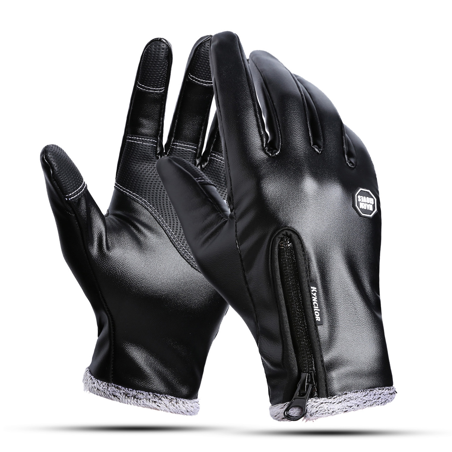 Buitensporten pu leren handschoenen winter warm waterdicht winddicht skiën fiets handschoenen scherm aanraken verwarmde handschoenen: Ik