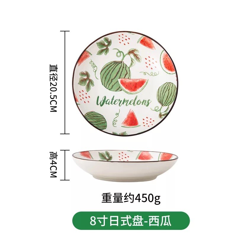 Ins Style Fruit dessiné à la main en céramique saladier assiettes ensemble bol à soupe bol de stockage vaisselle ensemble directe: R