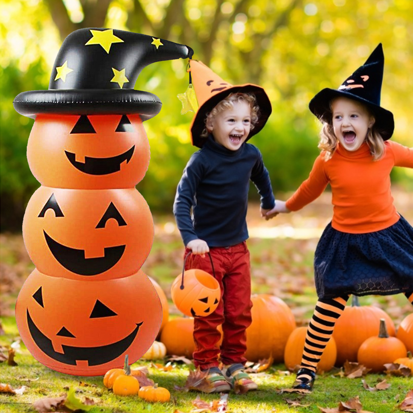 Halloween Home Decoratie Opblaasbare Speelgoed Pompoen Tumbler 4.6Ft Halloween 3 Pumpinks Gestapeld Blow Up Decor