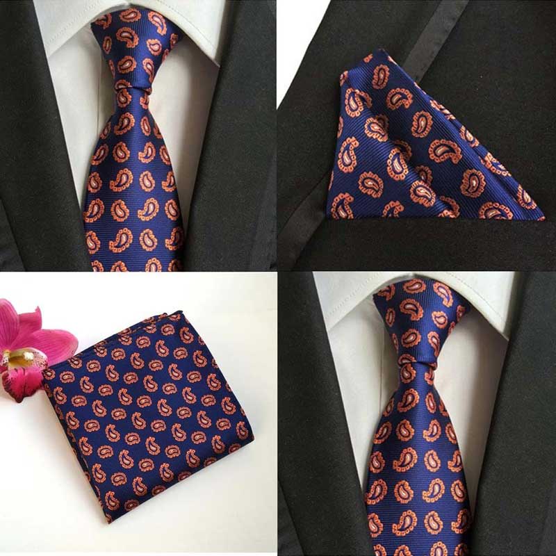 Herenset van s 100%  zijden stropdassen (zakdoeken) effen stippen bloemen stippen bruiloft feest pochet stropdas zakdoek: Eerste 23