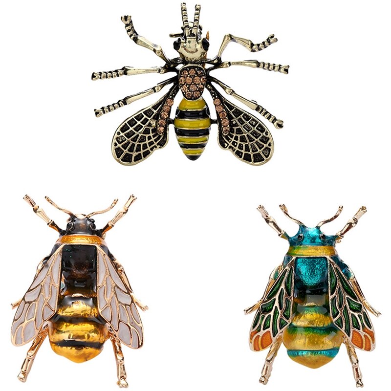 3Pcs Stijl Vintage Bee Broches Unisex Insect Metalen Broche Pin Vrouwen En Mannen Sieraden Kleine Bumblebee Badges Mode sieraden