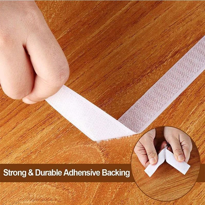 25 Meter weiße selbstklebende Klettverschlussbänder, magische Aufkleber, Kratzer, doppelseitige Klebestreifen, DIY-Zubehör, 2–5 cm