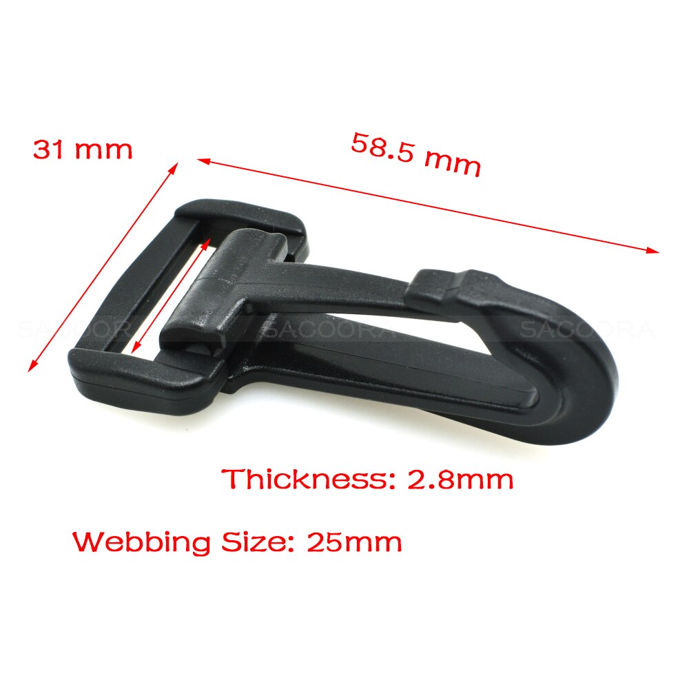2pcs Olecranon hook Plastic Snap Hooks Rocker Style For Backpack Strap Paracord Lanyard Webbing 20mm 25mm 30mm 38mm 50mm