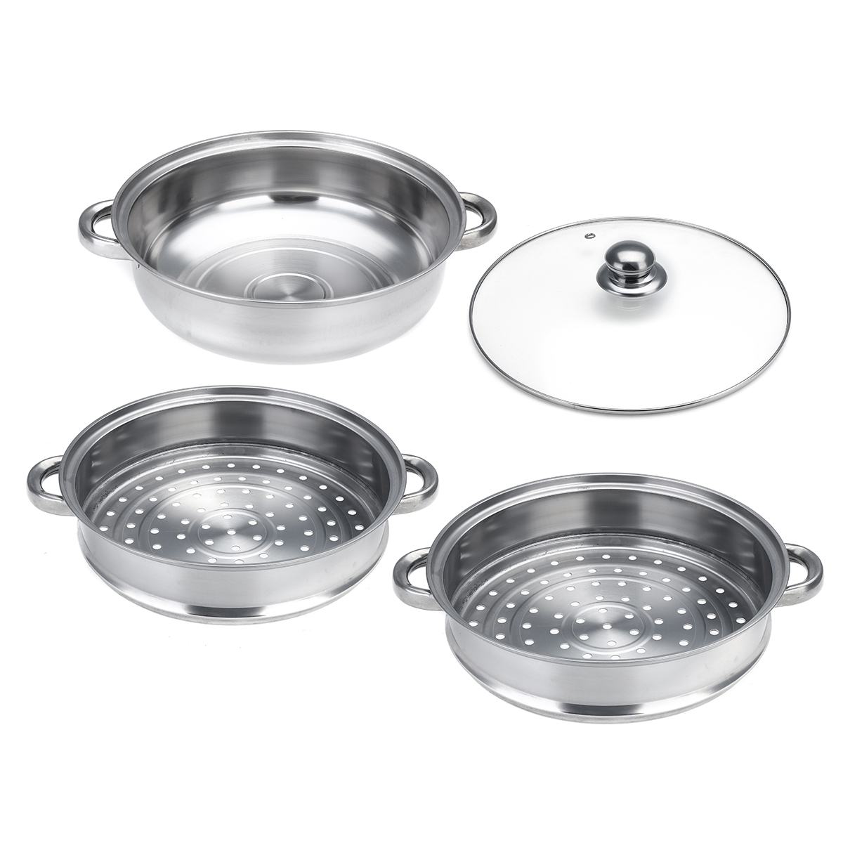 3 Layer Stainless Steel Pots Stockpot Hotpot Induction Steaming Food Steamer Pan Cookware Household Cooking Pot Steamer Cooker