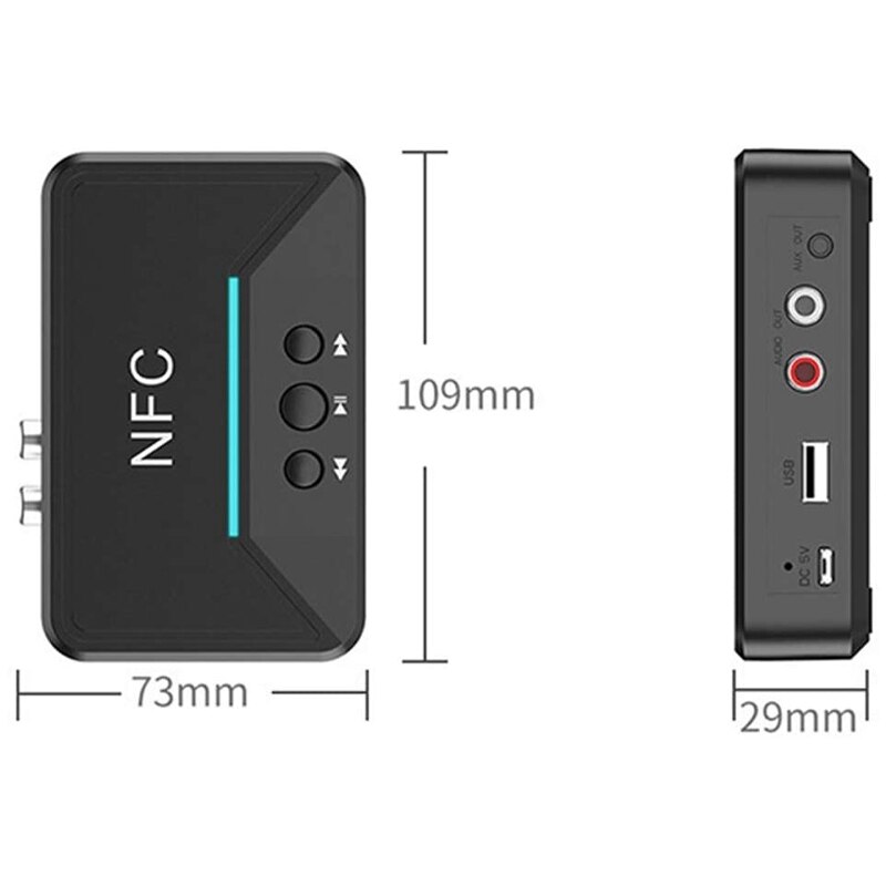 Bluetooth 5.0 modtager adapter nfc 3.5mm o aux trådløs udgang til forstærker højttaler