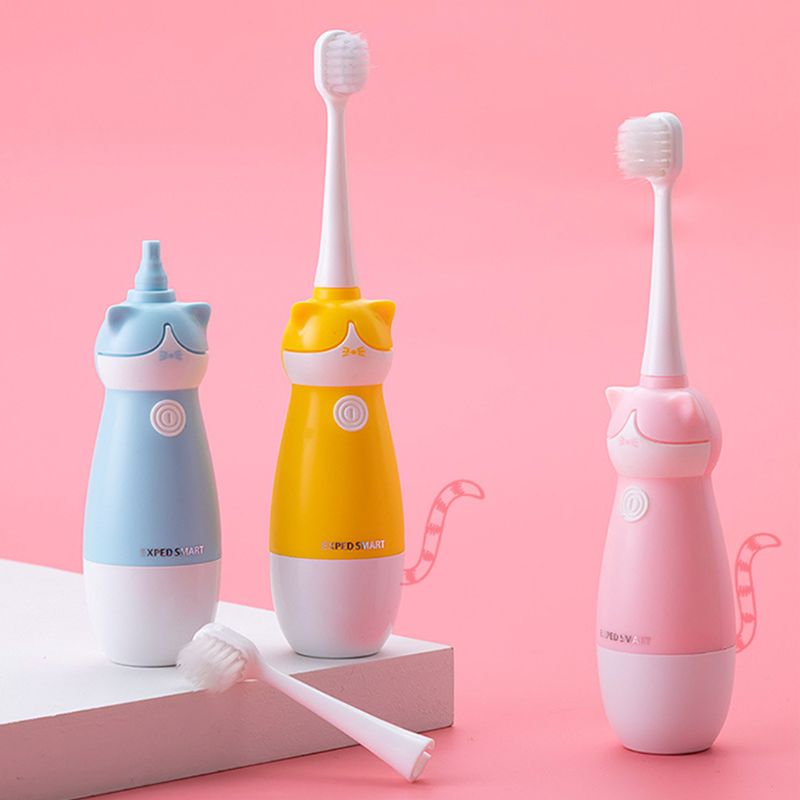 Cepillo de dientes eléctrico para niños, cabeza pequeña, pelo suave para niñas, cepillos de dientes sónicos, Mango antideslizante resistente al agua