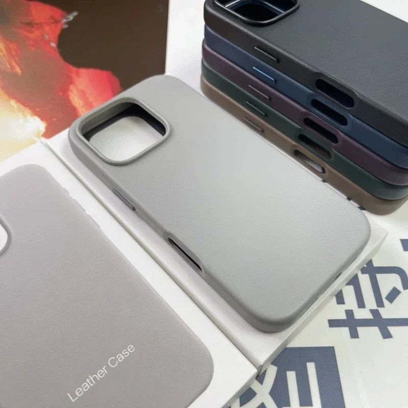 Funda de cuero oficial MagSafe con caja para Apple iPhone 16 Pro Max 16 Plus funda magnética de carga inalámbrica