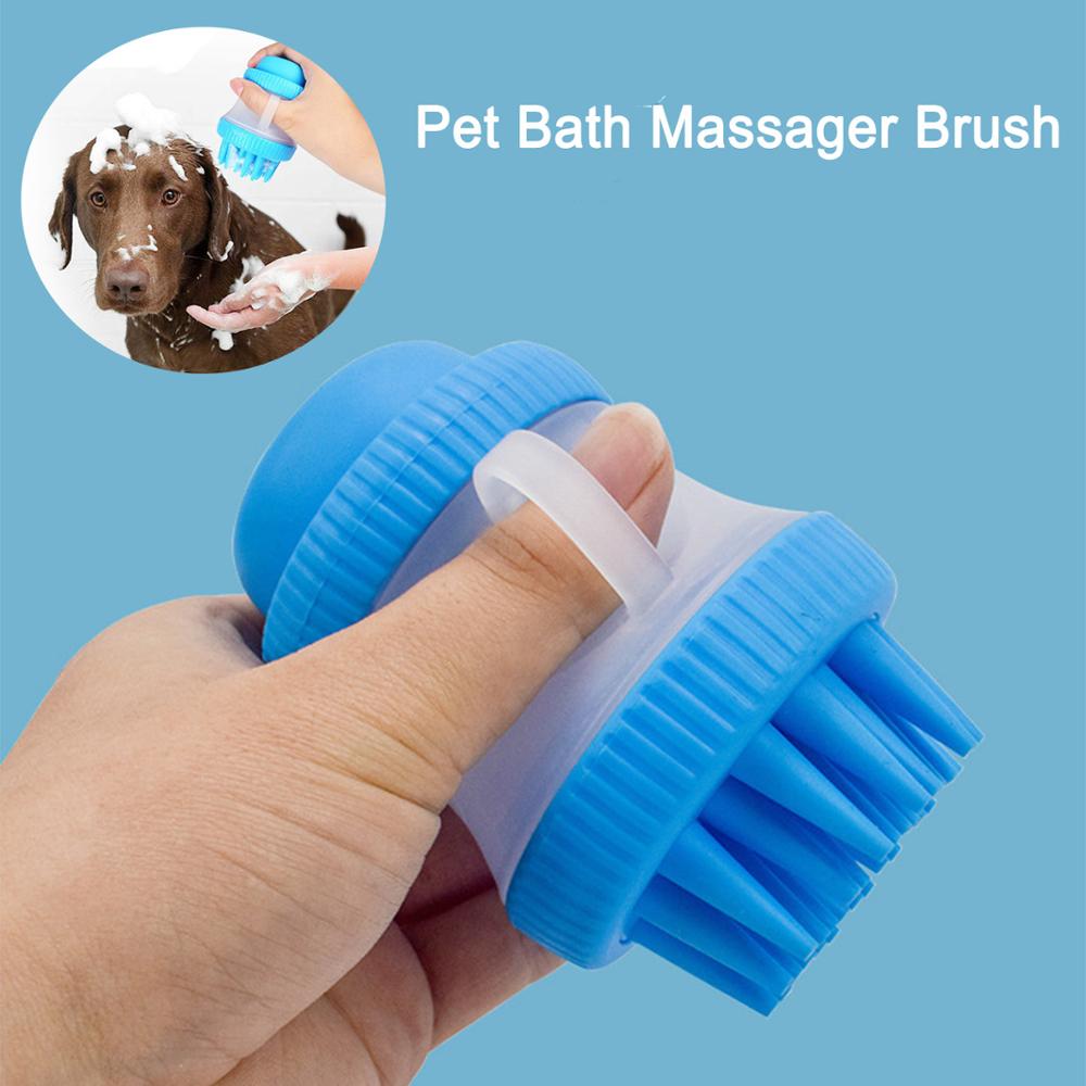 Dispensador de champú de baño multifunción para mascotas, cepillo masajeador de silicona multifunción, limpieza de ducha y cachorro, lavado de perros