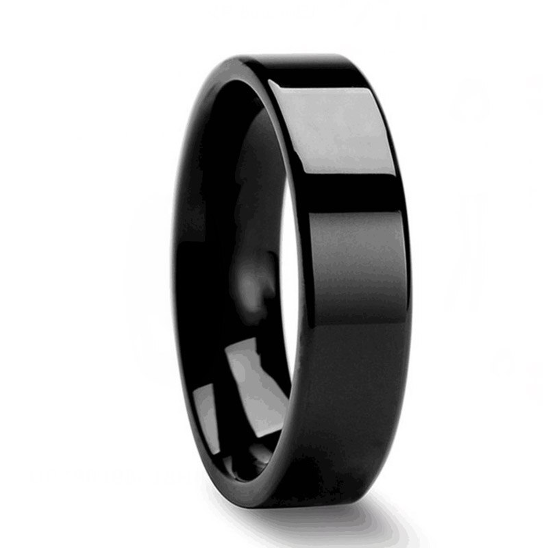 6Mm Zwart Roestvrij Stalen Ringen Voor Mannen En Vrouwen Sieraden Trouwringen Cool Dark Classic Unisex Ring Maat 6-13: 7