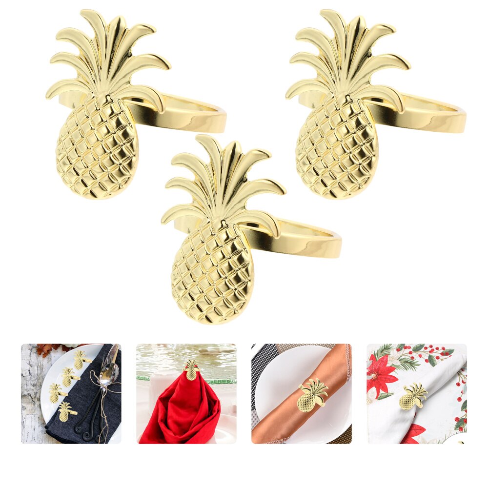4 Stuks Kerst Ananas Servetringen Legering Servet Houder Party Decor