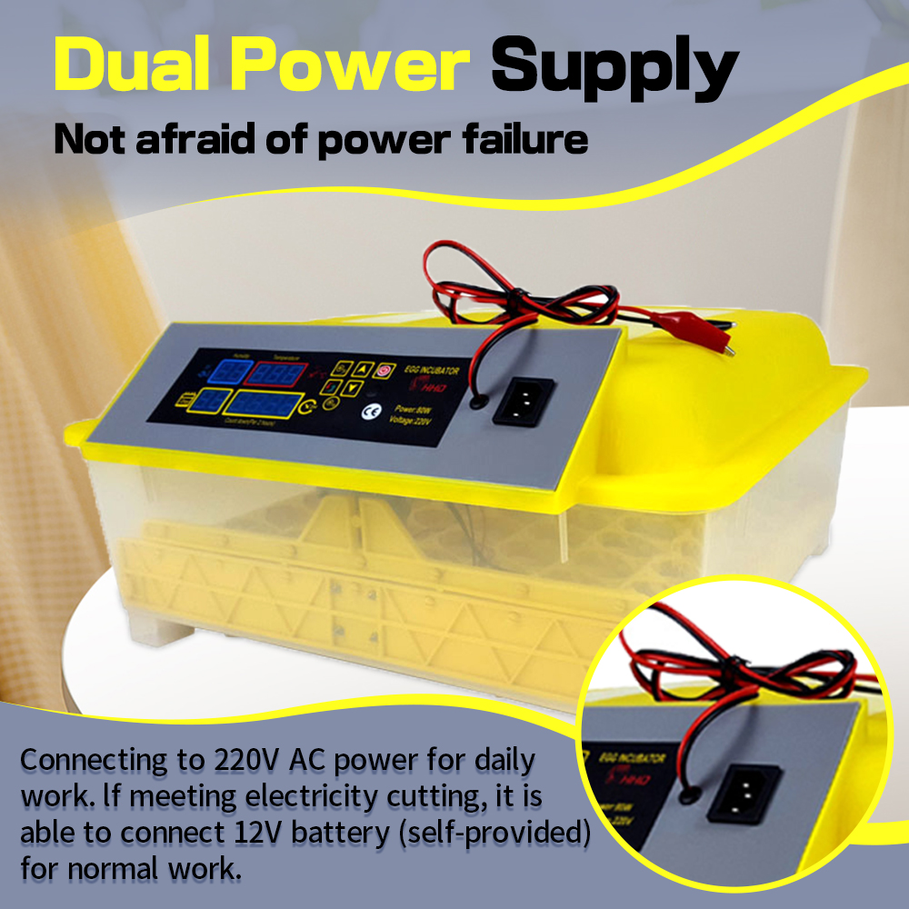 Gevogelte Volautomatische Uitbroedmachine Voor 48/56 Kip Eend Ganzeneieren, Digitale 12V 110V 220V Voeding Ei Incubator